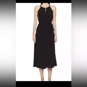 Eileen Fisher Halter Tencel Viscose Crepe Dress Sz PM black tie waist NWT $288